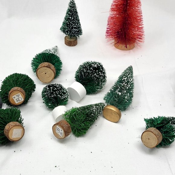 18x BOTTLE BRUSH VTG Trees Red Green 2" to 6.5" Christmas Dollhouse Village Prop - Picture 9 of 9